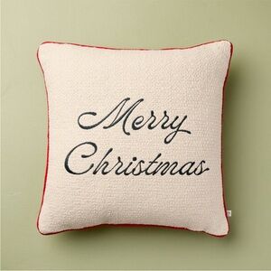 16” Merry Christmas Icon Square Pillow Cream/Red Edge Hearth & Hand Magnolia
